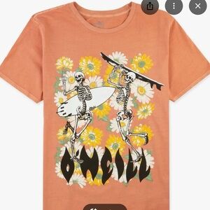 Graphic Skeleton Surf Tee in Coral ONeil